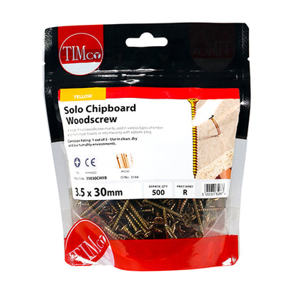 TIMCO Solo Countersunk Gold Woodscrews - 3.5 x 30 - Image