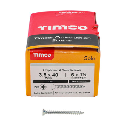 TIMCO Solo Countersunk Silver Woodscrews - 3.5 x 40 - Image