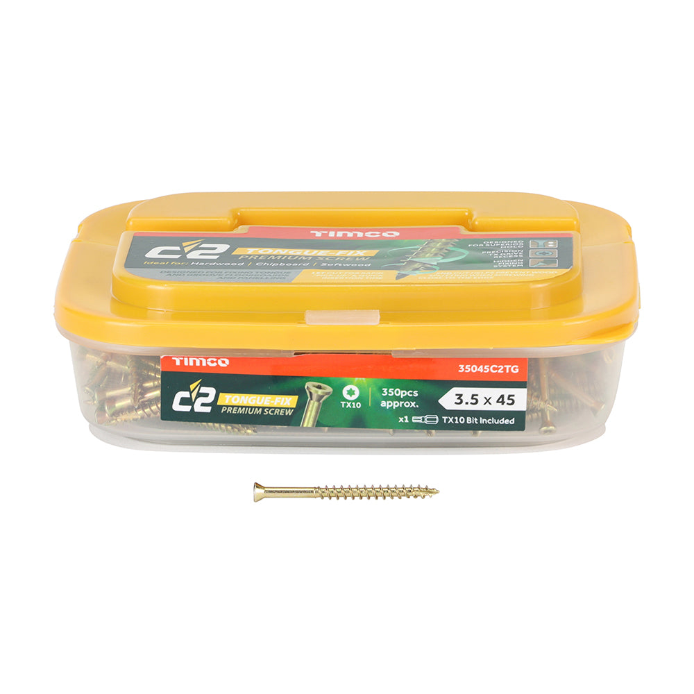TIMCO C2 Tongue-Fix Premium Tongue & Groove Gold Woodscrews - 3.5 x 45