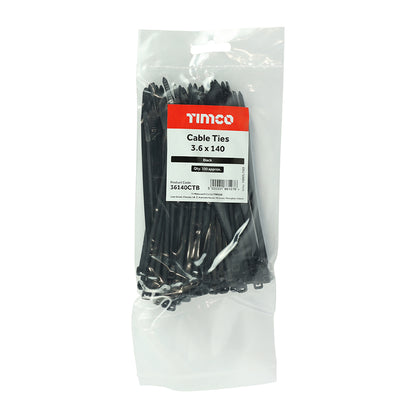 TIMCO Cable Ties Black - 3.6 x 140 - Image