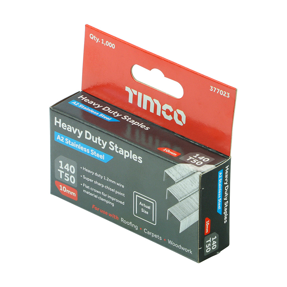 TIMCO Heavy Duty Chisel Point A2 Stainless Steel Staples  - 10mm - Image