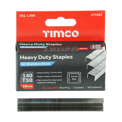 TIMCO Heavy Duty Chisel Point A2 Stainless Steel Staples  - 10mm - Image