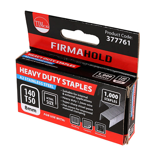 TIMCO Heavy Duty Chisel Point A2 Stainless Steel Staples  - 12mm - Image