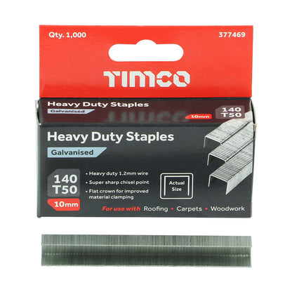 TIMCO Heavy Duty Chisel Point Galvanised Staples  - 10mm - Image