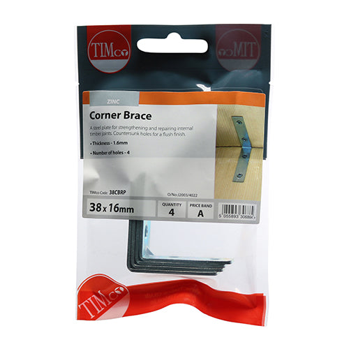 TIMCO Corner Braces Silver - 38 x 38 x 16 - Image