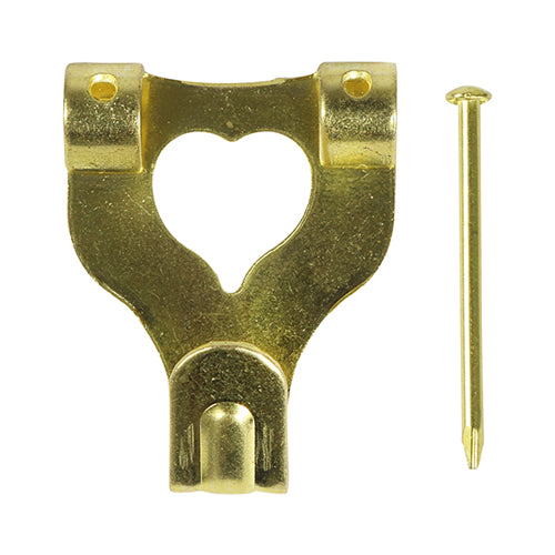 TIMCO Picture Hanging Hooks Double Electro Brass - No.3 Double - Image