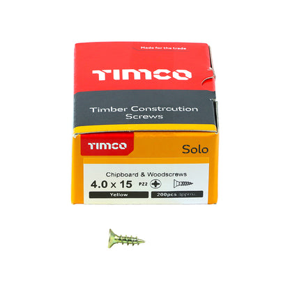 TIMCO Solo Countersunk Gold Woodscrews - 4.0 x 15 - Image