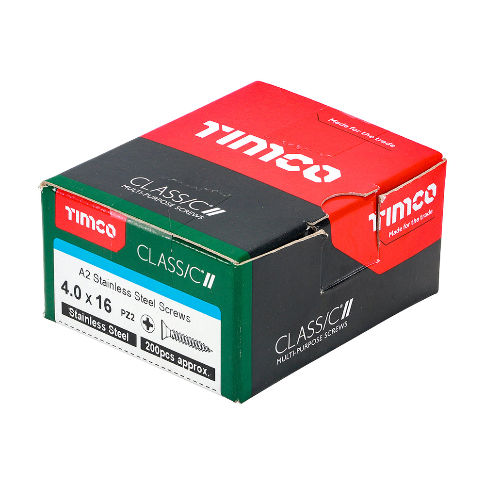TIMCO Classic Multi-Purpose Countersunk A2 Stainless Steel Woodcrews - 4.0 x 16 - Image