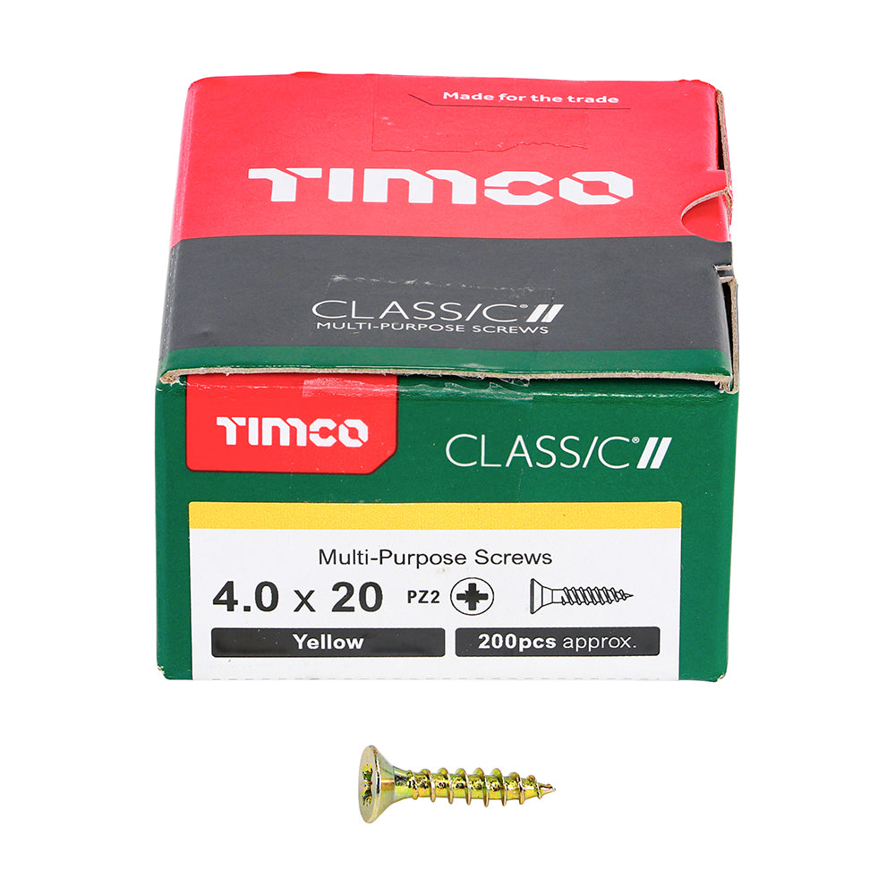 TIMCO Classic Multi-Purpose Countersunk Gold Woodscrews - 4.0 x 20 - Image