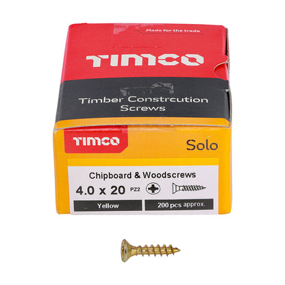 TIMCO Solo Countersunk Gold Woodscrews - 4.0 x 20 - Image