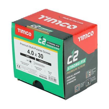 TIMCO C2 Strong-Fix Multi-Purpose Premium Countersunk Gold Woodscrews - 4.0 x 30