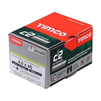 TIMCO C2 Exterior Multi-Purpose Premium Countersunk Silver Woodscrews - 4.0 x 40 - Image