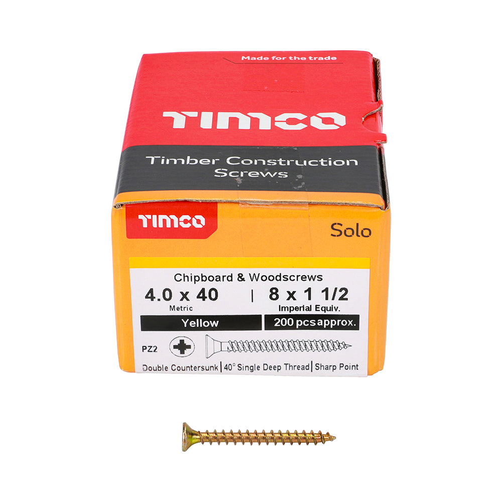 TIMCO Solo Countersunk Gold Woodscrews - 4.0 x 40 - Image
