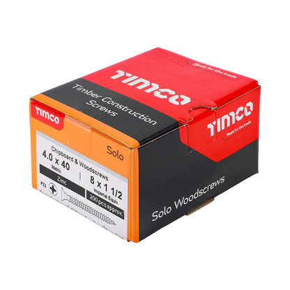 TIMCO Solo Countersunk Silver Woodscrews - 4.0 x 40 - Image