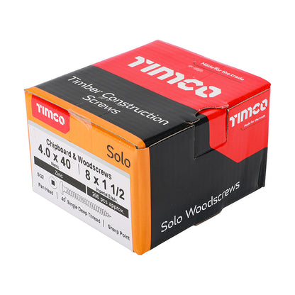TIMCO Solo Pan Head Silver Woodscrews - 4.0 x 40 - Image