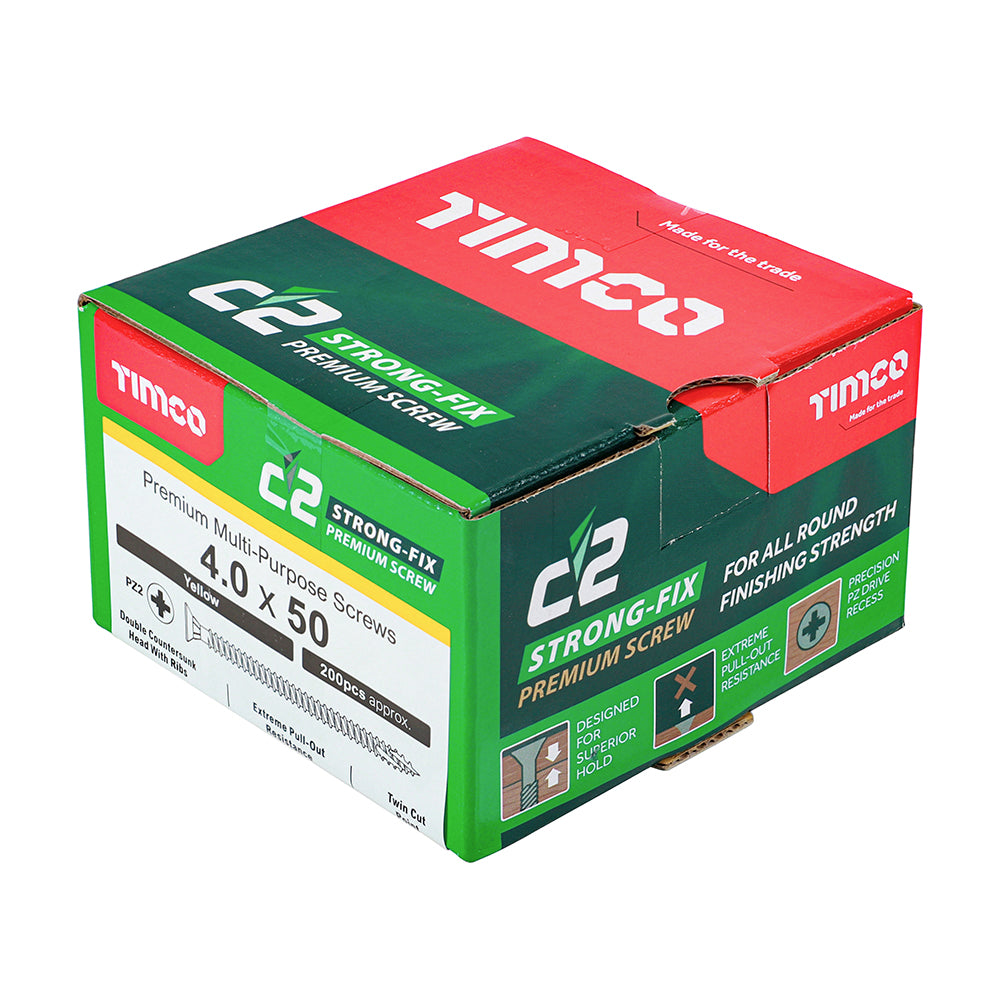 TIMCO C2 Strong-Fix Multi-Purpose Premium Countersunk Gold Woodscrews - 4.0 x 50 - Image