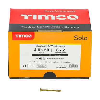 TIMCO Solo Countersunk Gold Woodscrews - 4.0 x 50 - Image