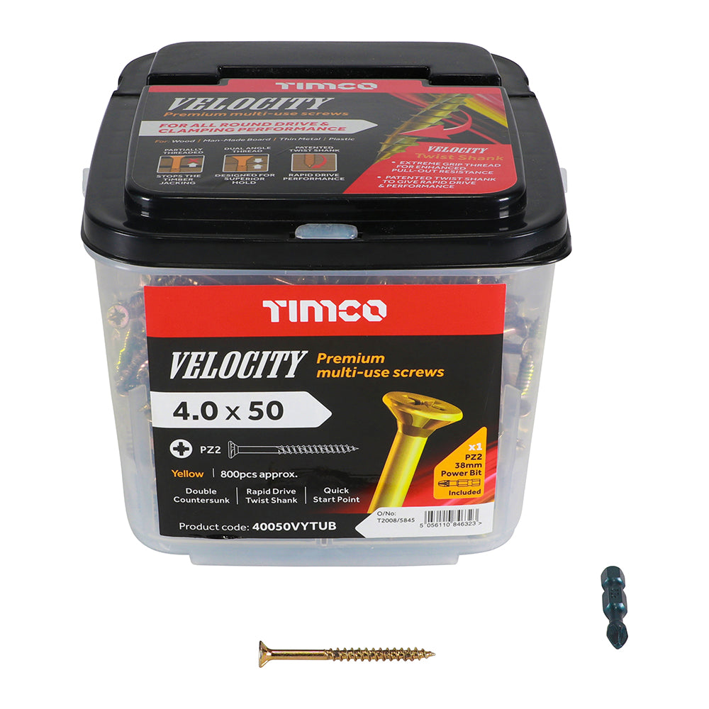 TIMCO Velocity Premium Multi-Use Countersunk Gold Woodscrews - 4.0 x 50 - Image