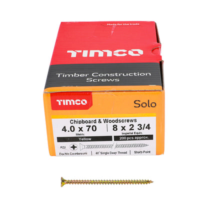 TIMCO Solo Countersunk Gold Woodscrews - 4.0 x 70 - Image