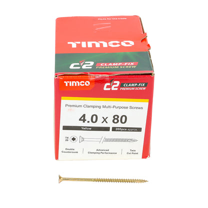 TIMCO C2 Clamp-Fix Multi-Purpose Premium Countersunk Gold Woodscrews - 4.0 x 80 - Image