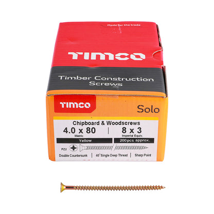 TIMCO Solo Countersunk Gold Woodscrews - 4.0 x 80 - Image
