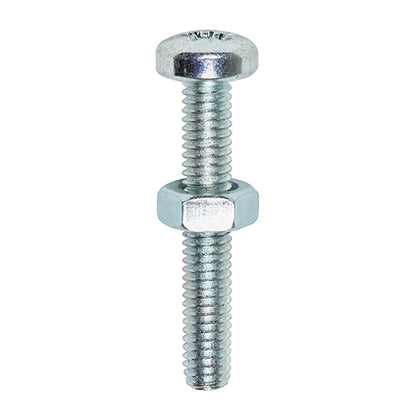 TIMCO Machine Pan Head Screws & Hex Nut Silver - M4 x 30 - Image