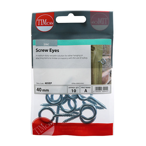 TIMCO Screw Eyes Silver - 40mm - Image