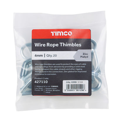 TIMCO Wire Rope Thimbles - Zinc - 4mm - Image