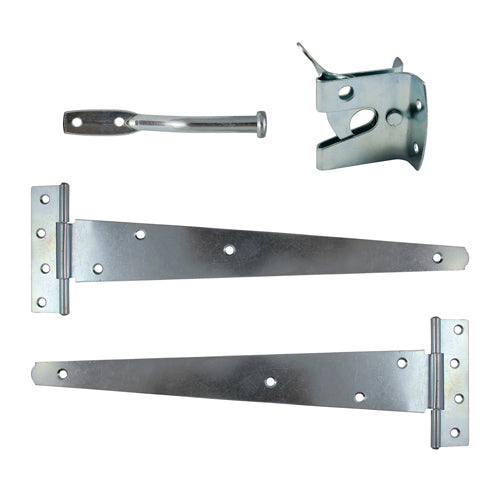 TIMCO Pedestrian Gate Kit Medium Tee Hinges & Automatic Latch Silver - 14" - Image