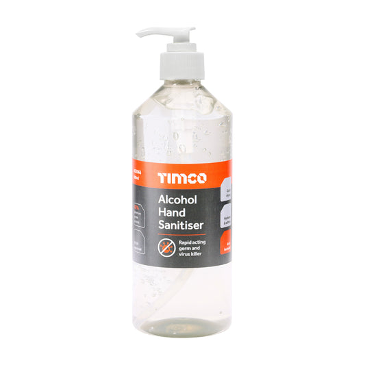 TIMCO Alcohol Hand Sanitiser Gel Pump Bottle Kills 99.99% of Bacteria Moisturising Medical Grade Antibacterial - 500ml
 - Image