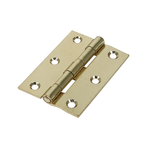 TIMCO Plain Butt Hinge - Fixed Pin (1838) - Electro Brass - 63 x 44 - Image