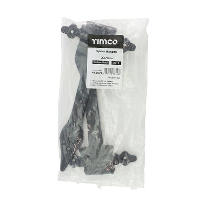 TIMCO Pair of Spear Hinges - Antique Black - 237mm - Image