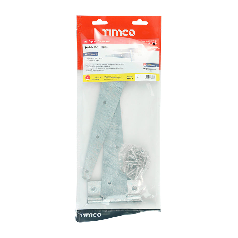 TIMCO Scotch Tee Hinges Hot Dipped Galvanised - 10" - Image