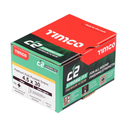 TIMCO C2 Strong-Fix Multi-Purpose Premium Countersunk Gold Woodscrews - 4.5 x 30 - Image