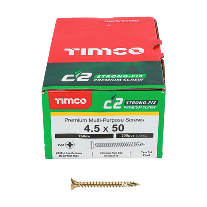 TIMCO C2 Strong-Fix Multi-Purpose Premium Countersunk Gold Woodscrews - 4.5 x 50 - Image
