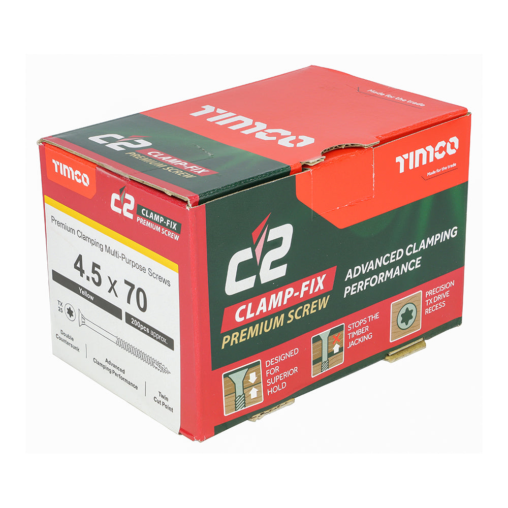 TIMCO C2 Clamp-Fix Multi-Purpose Premium Countersunk Gold Woodscrews - 4.5 x 70 - Image