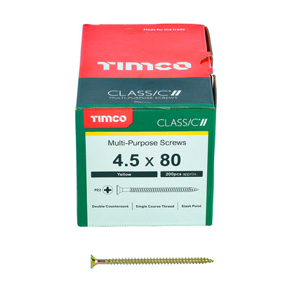 TIMCO Classic Multi-Purpose Countersunk Gold Woodscrews - 4.5 x 80 - Image