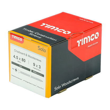 TIMCO Solo Countersunk Silver Woodscrews - 4.5 x 80 - Image