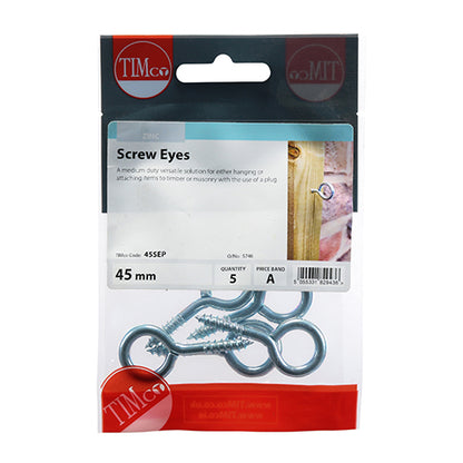 TIMCO Screw Eyes Silver - 45mm - Image