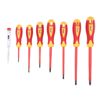 TIMCO VDE Screwdriver Set. Assorted Slotted, Phillips and Pozi-Drive Screwdrivers tested to 1000V AC. - 8 Pieces - Image