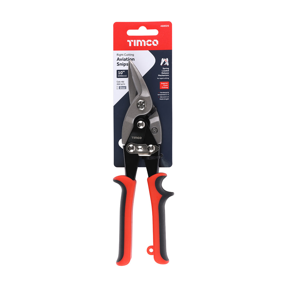 TIMCO Aviation Snips Right Cutting Snips with Ergonomic Moulded Handles - 10" / 250mm - Image
