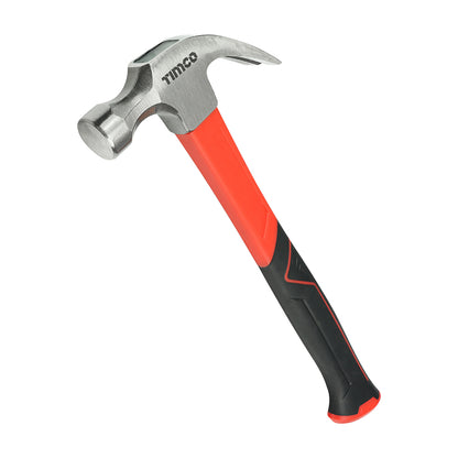 TIMCO Fibreglass Claw Hammer, Curved Single Piece High Strength Anti-Shock Smooth Face Hammer - 20oz - Image