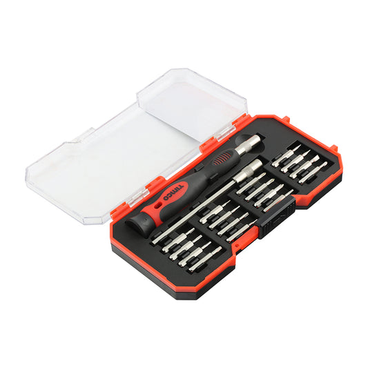 TIMCO Precision Srewdriver and Bit Set, Premium Soft Grip Handle with Interchangable Driver Bits for Multiple Intricate Fastener Applications in a Hard Plastic Case - 18 Pieces - Image