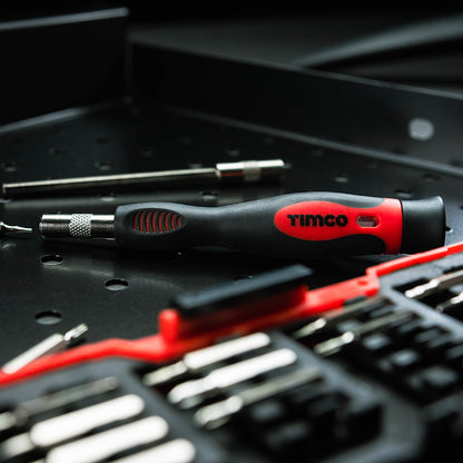 TIMCO Precision Srewdriver and Bit Set, Premium Soft Grip Handle with Interchangable Driver Bits for Multiple Intricate Fastener Applications in a Hard Plastic Case - 18 Pieces - Image