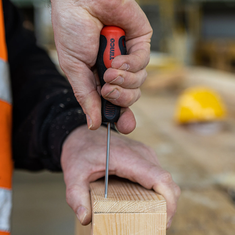 TIMCO Bradawl, Anti-Slip Grip with Sharp Marking Point - 75mm - Image