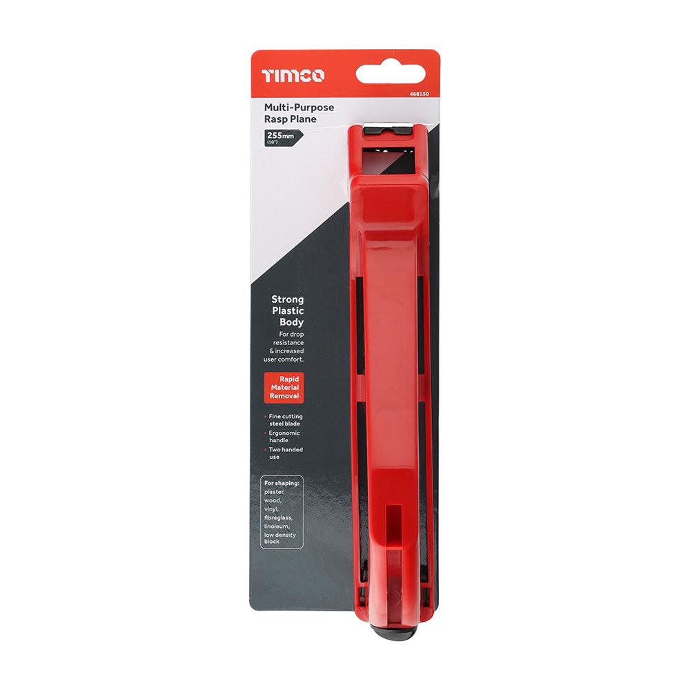 TIMCO Multi-Purpose Rasp Plane, Impact Resistant Plastic Surform Drywall Rasp Plane - 255mm / 10" - Image