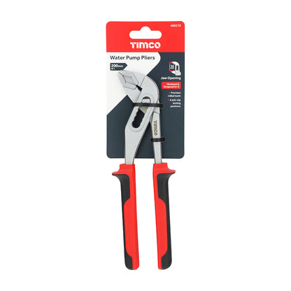 TIMCO Water Pump Pliers with Adjustable Anti-Slip Jaws and Soft-Grip Handles - 8" / 200mm - Image