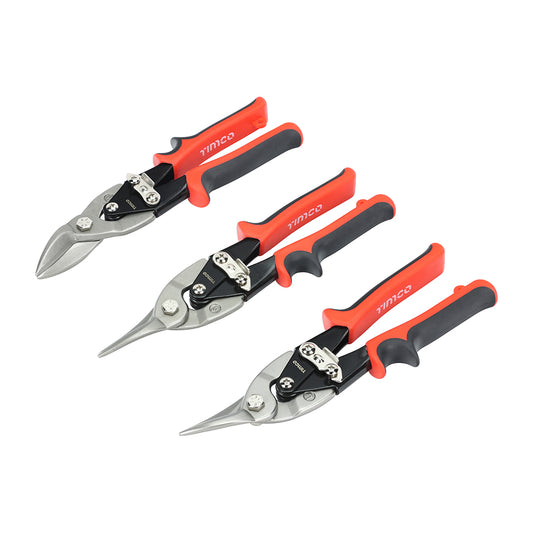 TIMCO Aviation Snips Set, 3 Piece Set Containing Left, Right and Straight Cutting Snips with Ergonomic Moulded Handles - 10" / 250mm - Image