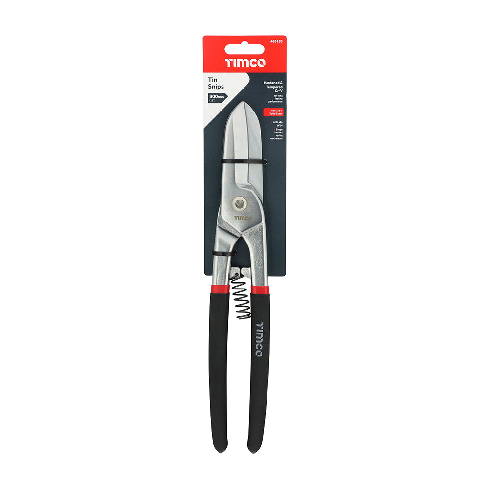 TIMCO Straight Cutting Tin Snips with Anti-Slip Grips - 12" - 300mm - Image