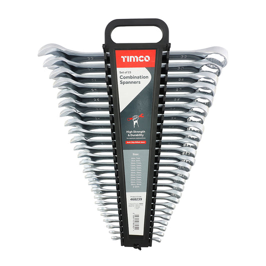 TIMCO Combination Spanner Set - Metric Drop Forged Chrome Vanadium, 6mm to 32mm - 25 Pieces - Image